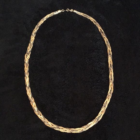 Crown Logo USA Gunmetal Silver and Gold Toned Thick Chain Necklace - Picture 8 of 13